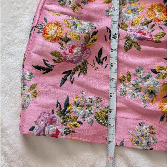 BEC & BRIDGE Pink Peony Party Jacquard Puff Shoulder Mini Dress, size 4 - Picture 6 of 10